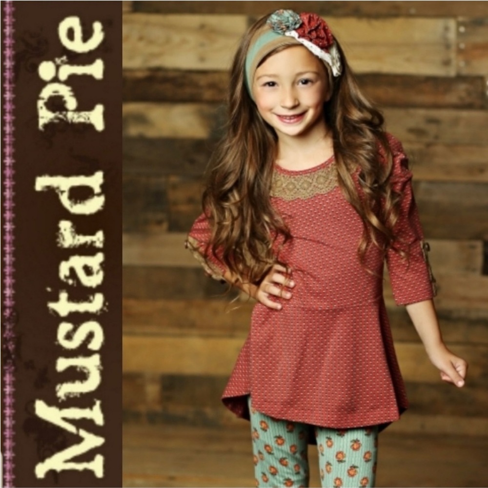 Mustard Pie Peplum Tunic Top Girls Sz 5 Fall Colors